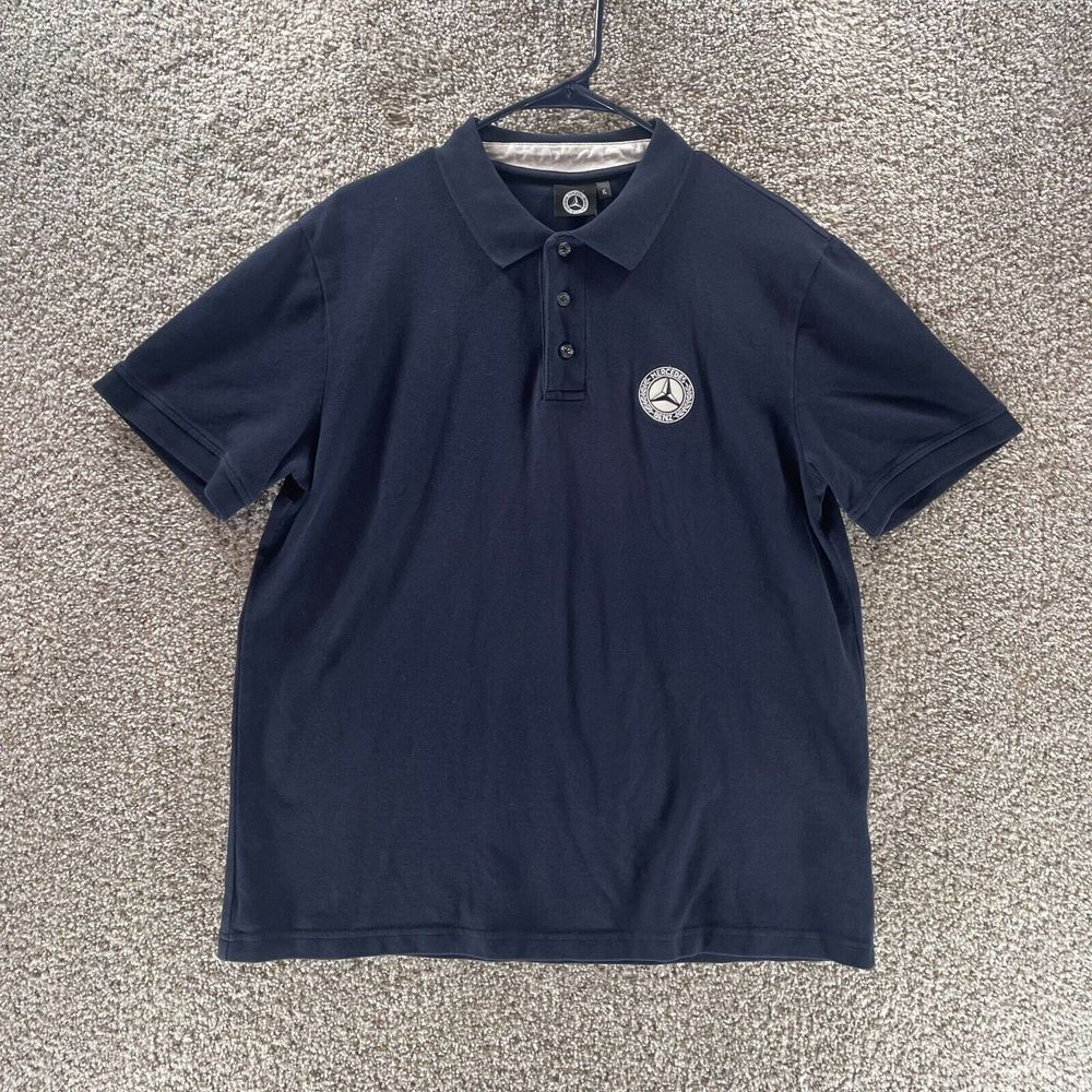 Mercedes Benz Polo Shirt Mens‎ Extra Large Blue Knit Short Sleeve Casual Logo